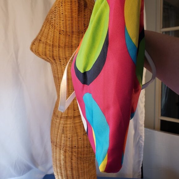 Estee Lauder Pink Circles Canvas Beach Tote Bag with White Handles - Picture 5 of 5